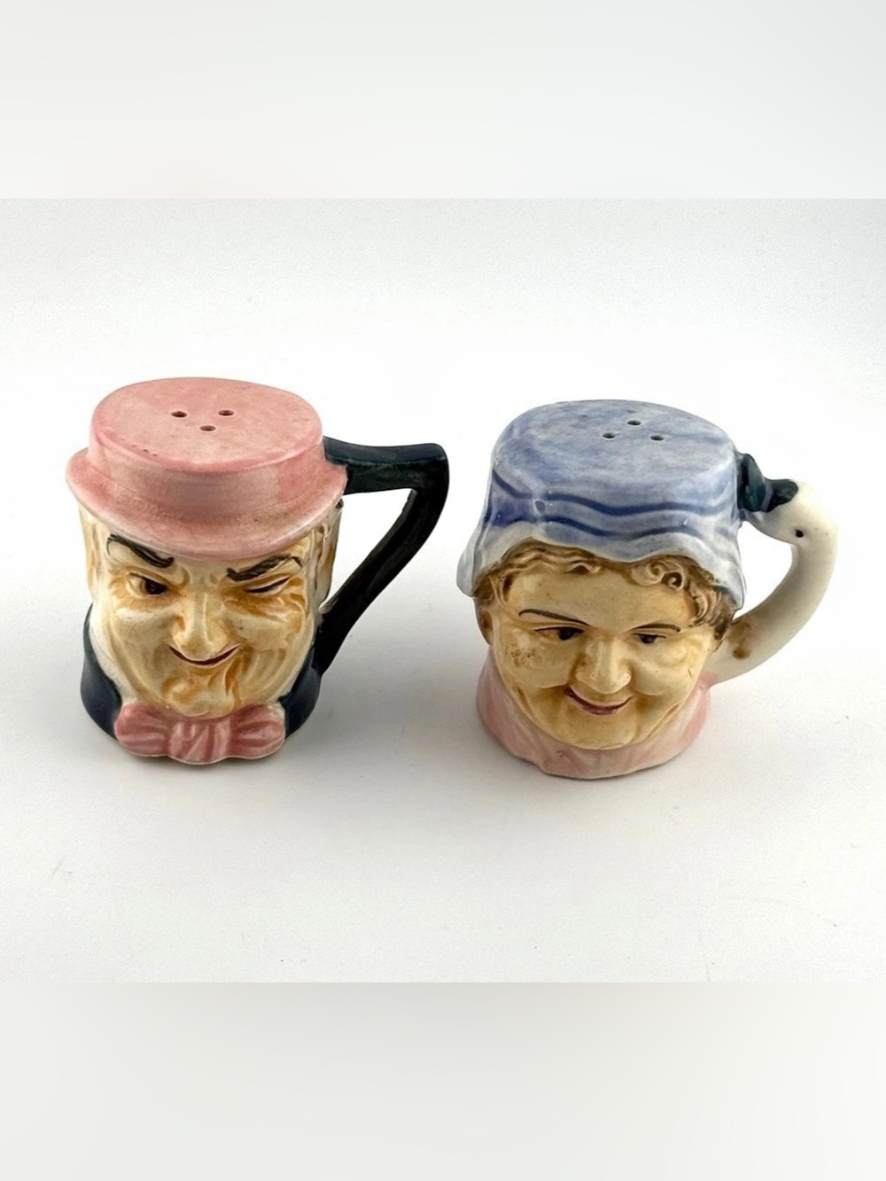 vintage ceramic Toby-style salt and pepper shakers